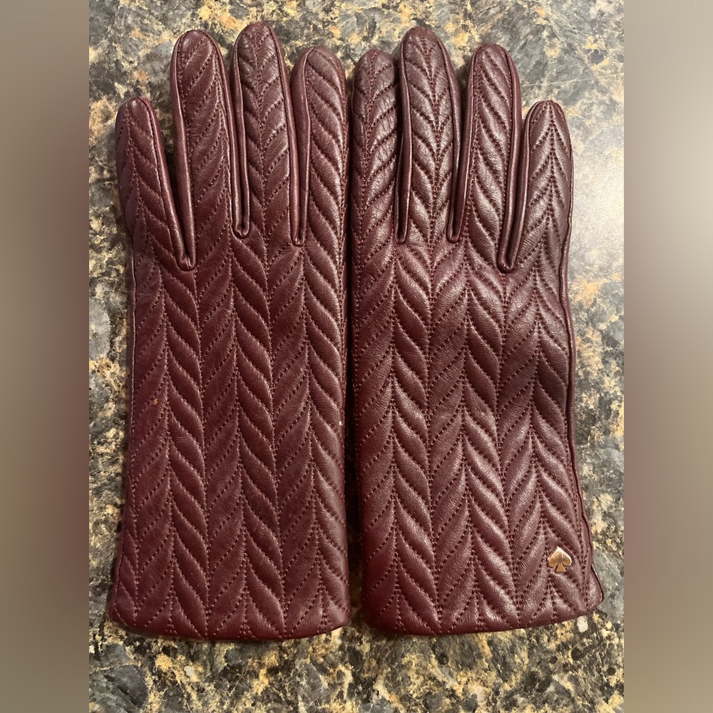 Kate Spade Deep Red Quilted Gloves
